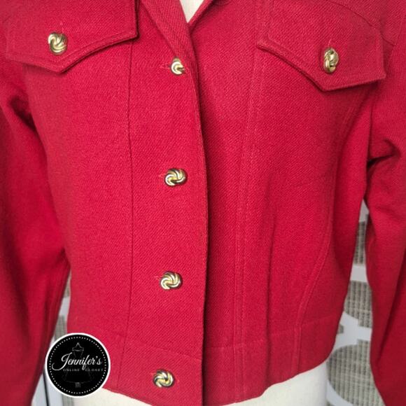 Clifford & Wills Women's Vintage Red Wood Cropped Blazer/Jacket Size 10 - Picture 4 of 11